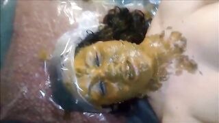 Massive tits mature lady smearing shit