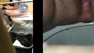 Tasty babe caught pooping hard load