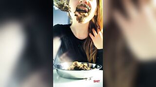 Blonde babe eating her favorite meal