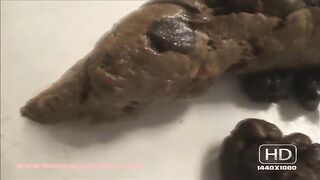 Big solid poop on the bathroom floor