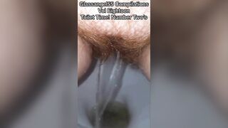 Mature hairy pussy lady pooping in the toilet