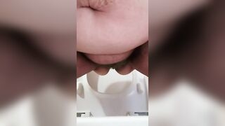 Horny bbw lady pooping thin load