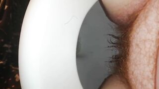 Woman spreads her ass cheeks and shits right into the toilet