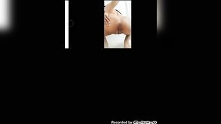 Chubby ass young lady poops at home