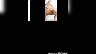 Chubby ass young lady poops at home