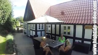 Outdoor poop teasing and eating party