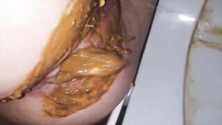 Messy peanut butter poop