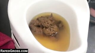 Milf shits a huge pile in potty