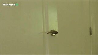 Cute girl with curvy body pooping