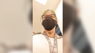 Girl with a drawn on ass tattoo lets out a big shit