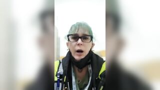 Girl in fishnet stockings licks her own asshole