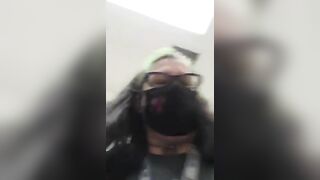 Slut takes a massive shit in a fishnet stocking