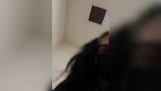 Slut takes a massive shit in a fishnet stocking