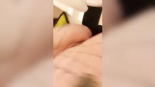 Girl lies on her belly while wearing a duct taped pussy and ass