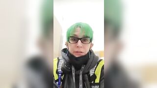 Girl smothers her face in a net and shit