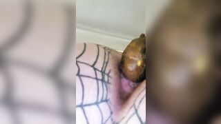 Woman in fishnet stockings gets her ass licked