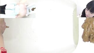 Fake cock sucking babe dips long turd