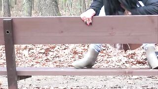 Pissing and pooping on the forest bench