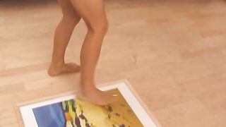 MILF poops on a painting