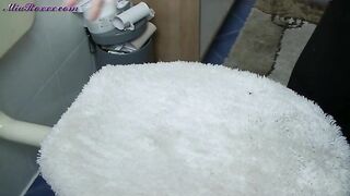 Pregnant lady pooping in toilet