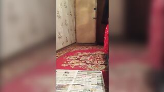 Cute Russian babe poops on the carpet