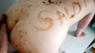 Lovely lady gets her body covered in shit