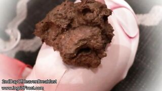 Mitress with thick ass pooping heavily on the slave