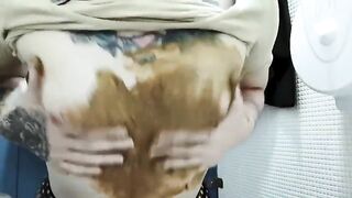 Scat smearing in public bathroom