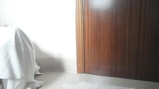 Woman takes a massive shit in a hotel bathroom