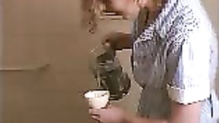 Chick squats and takes a big shit in her panties