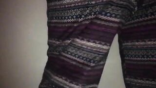 Amateur lady in pajama loves teasing and pooping