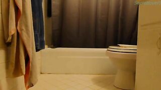 Cute brunette teen gal masturbates and poop