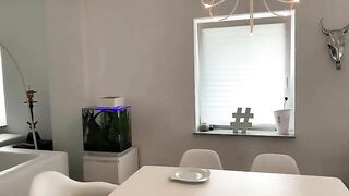 Stunning big boobs blonde milf poops in the plate