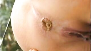 Blonde mature horny lady showing her tasty pooping asshole