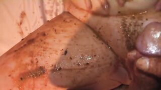 Kinky bbw lady loves shit and cock