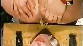 Beautiful hairy pussy lady teasing and pooping