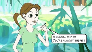 Lovely cartoon girl poops in the jungle