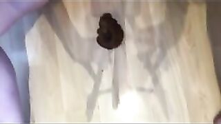 Chubby blonde lady and messy hard turd