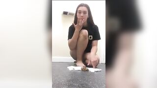 Cute Asian girl smearing shit