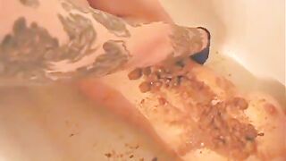 Naughty gal covered in shit