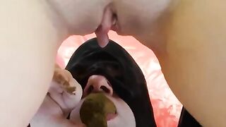 Mature lady pissing and pooping in the mouth