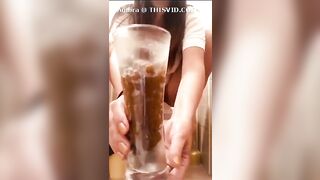 Long hard turd in the glass