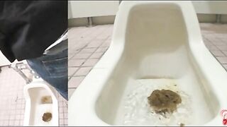 Japanese horny gal caught pooping