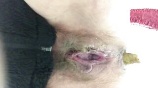 Hairy slut and dirty poop