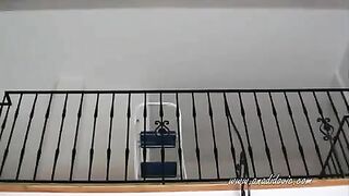 Blonde lovely milf poops from the height