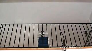 Blonde lovely milf poops from the height