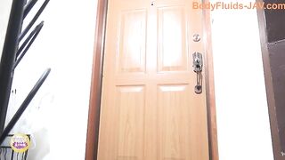 Cute young brunette Jap chick poops