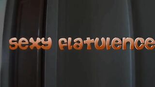 Sporty busty lady poops at home