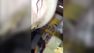 Kinky babe dropping long juicy turd