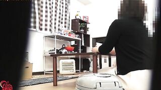 Woman squats on toilet and takes a big shit